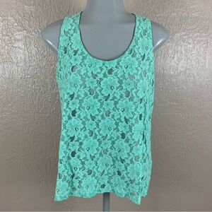 Thyme and Honey Blue Lace Tie Back Tank Top